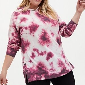 Lightweight French Terry Button Side Tunic Hoodie